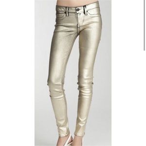 BEBE Silverado Gold Black Metallic Jeans Pants Leggings